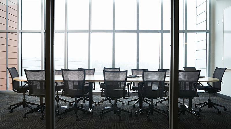Office board room with chairs and desk