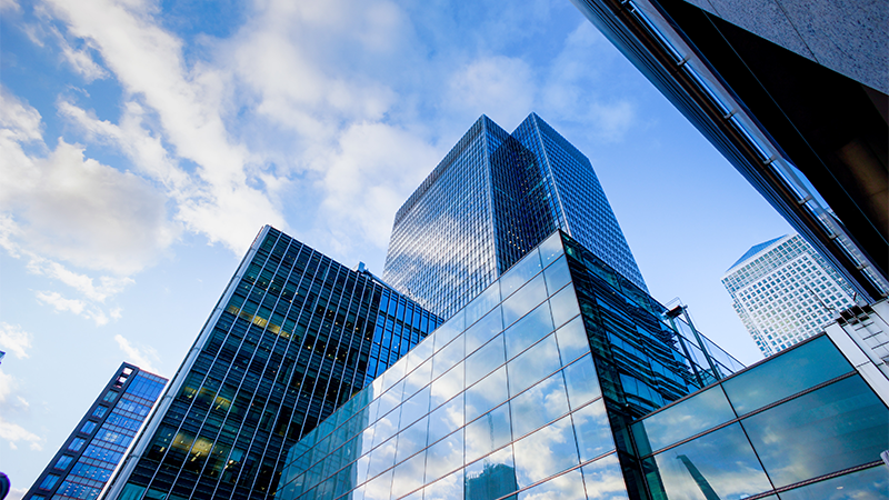skyscrapers in a large city